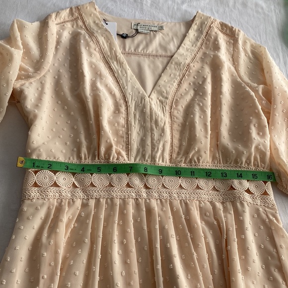 Pretty blush pink dress with feminine lace detail. Molly Bracken. Size Large. - Picture 9 of 10